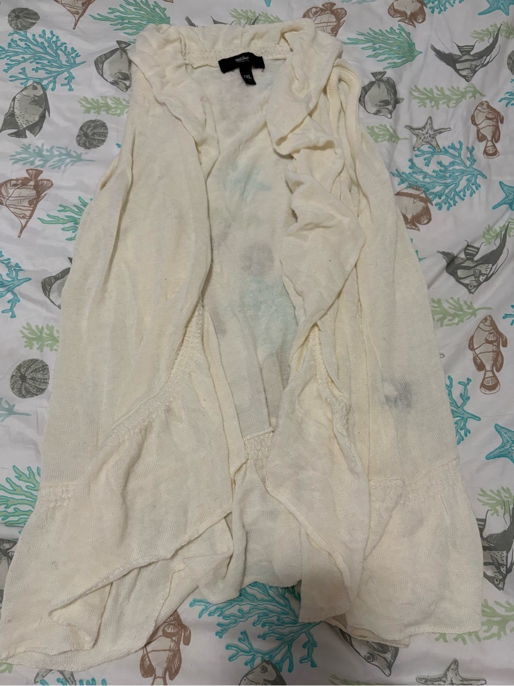 Mossimo Supply Co. Cream Ruffled Open Front Knit Camisole